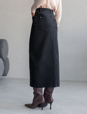 Джинсовая юбка из плотной эластичной джинсы 13OZ. черный