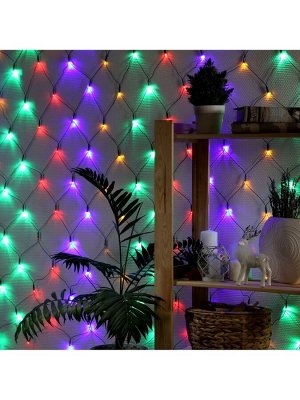 Гирлянда «Сеть» 2x2 м, IP20, тёмная нить, 224 LED, 8 режимов, 220 В, свечение мульти