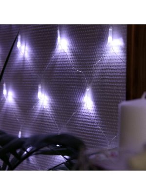Гирлянда «Сеть» 1.6x1.6 м, IP20, прозрачная нить, 144 LED, 8 режимов, 220 В, свечение белое