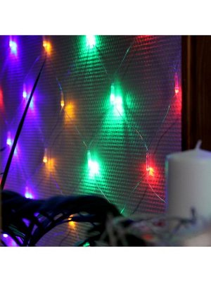 Гирлянда «Сеть» 1.6x1.6 м, IP20, прозрачная нить, 144 LED, 8 режимов, 220 В, свечение мульти.