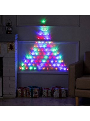 Гирлянда «Сеть-ёлка» 1x1 м, IP20, тёмная нить, 90 LED, свечение мульти, 8 режимов, 220 В
