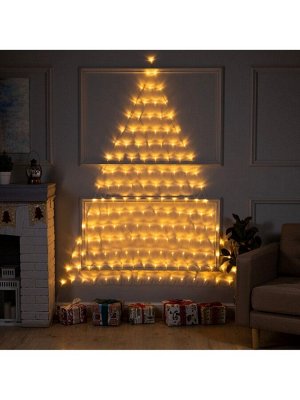 Гирлянда «Сеть-ёлка» 2x2 м, IP20, тёмная нить, 152 LED, свечение тёплое белое, 8 режимов, 220 В