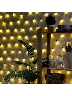 Гирлянда «Сеть» 2x2 м, IP20, тёмная нить, 224 LED, свечение тёплое белое, 8 режимов, 220 В