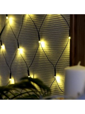 Гирлянда «Сеть» 1.6x1.6 м, IP20, тёмная нить, 144 LED, свечение тёплое белое, 8 режимов, 220 В