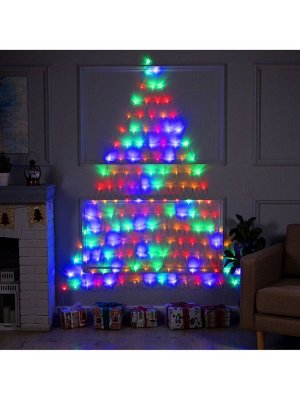 Гирлянда «Сеть-ёлка» 2x2 м, IP20, тёмная нить, 152 LED, свечение мульти, 8 режимов, 220 В