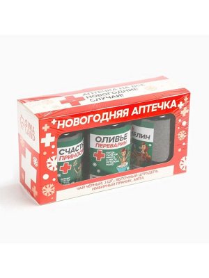 Чай подарочный, набор «Новогодняя аптечка», набор 3 шт. x 50 г, вкусы: яблочный штрудель, имбирный пряник, мята