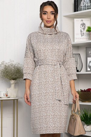 Платье трикотажное Никс (бежевый лео) П14279-4М