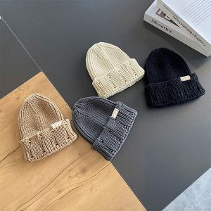 Детская шапка однотонная с эффектом лёгкой потертости, акрил, 2–6 лет