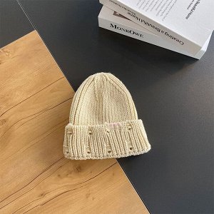 Детская шапка однотонная с эффектом лёгкой потертости, акрил, 2–6 лет
