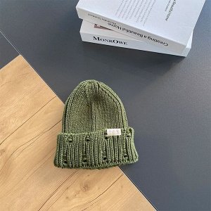 Детская шапка однотонная с эффектом лёгкой потертости, акрил, 2–6 лет