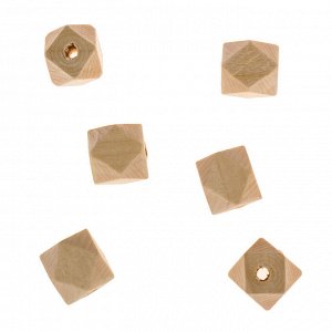 Бусины деревянные многогранники 14х14 мм (набор 6 шт) без покрытия