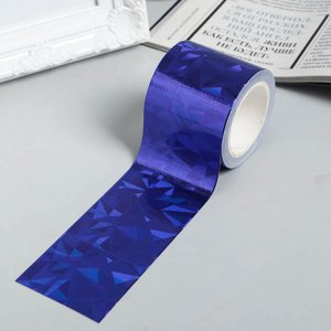 Клейкая лента пластик "Голографический рисунок - синий" ширина 4,8 см намотка 5 метров