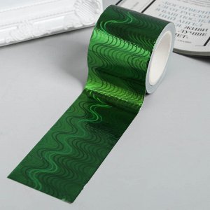 Клейкая лента пластик "Голографический рисунок - зелёный" ширина 4,8 см намотка 5 метров