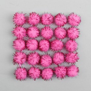 Набор текстильных деталей для декора «Бомбошки» 25 шт. набор, размер 1 шт. 2 см, цвет розовый