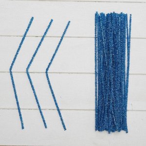 Проволока с ворсом для поделок «Блеск», набор 50 шт, размер 1 шт: 30-0,6 см цвет синий