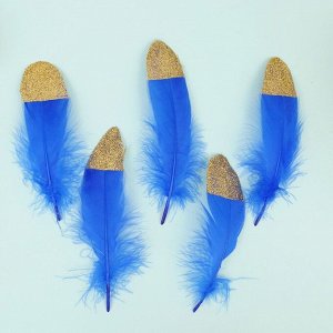 Набор перьев для декора 5 шт, размер 1 шт: 13,5 - 2 см, цвет синий