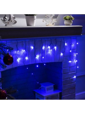 Гирлянда «Бахрома» 3x0.5 м, IP20, тёмная нить, 80 LED, свечение синее, 8 режимов, 220 В