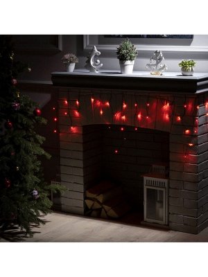 Гирлянда «Бахрома» 1.8x0.5 м, IP20, тёмная нить, 48 LED, свечение красное, 8 режимов, 220 В