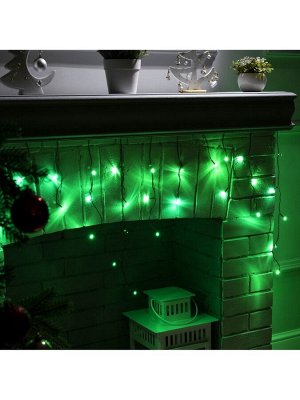 Гирлянда «Бахрома» 1.8x0.5 м, IP20, тёмная нить, 48 LED, свечение зелёное, 8 режимов, 220 В