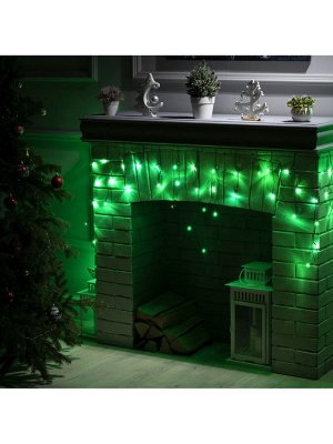 Гирлянда «Бахрома» 1.8x0.5 м, IP20, тёмная нить, 48 LED, свечение зелёное, 8 режимов, 220 В