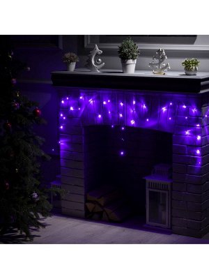 Гирлянда «Бахрома» 1.8x0.5 м, IP20, тёмная нить, 48 LED, свечение фиолетовое, 8 режимов, 220 В