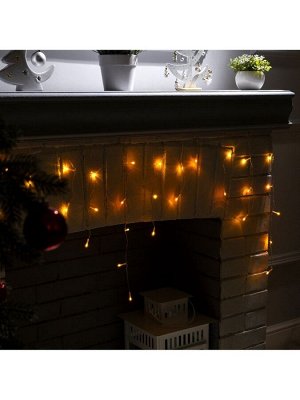 Гирлянда «Бахрома» 3x0.5 м, IP20, прозрачная нить, 80 LED, свечение жёлтое, 8 режимов, 220 В