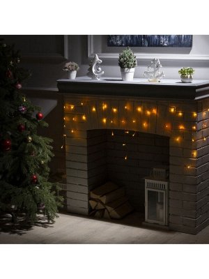 Гирлянда «Бахрома» 3x0.5 м, IP20, прозрачная нить, 80 LED, свечение жёлтое, 8 режимов, 220 В