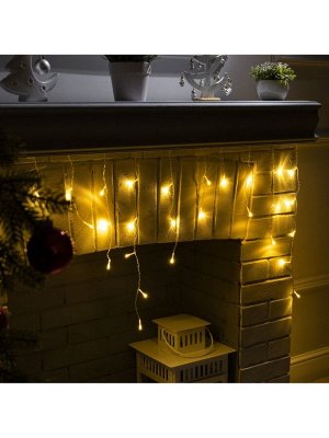 Гирлянда «Бахрома» 3x0.5 м, IP20, прозрачная нить, 80 LED, свечение тёплое белое, 8 режимов, 220 В