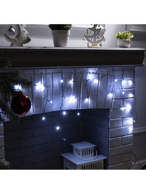 Гирлянда «Бахрома» 1.8x0.5 м, IP20, тёмная нить, 48 LED, свечение белое, 8 режимов, 220 В
