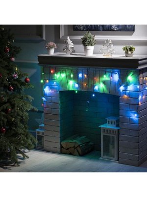 Гирлянда «Бахрома» 3x0.5 м, IP20, тёмная нить, 80 LED, свечение мульти, 8 режимов, 220 В