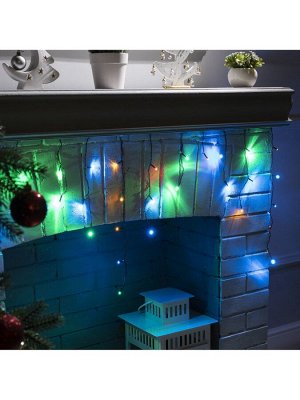 Гирлянда «Бахрома» 3x0.5 м, IP20, тёмная нить, 80 LED, свечение мульти, 8 режимов, 220 В