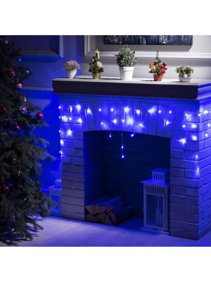 Гирлянда «Бахрома» 3x0.5 м, IP20, прозрачная нить, 80 LED, свечение синее, 8 режимов, 220 В