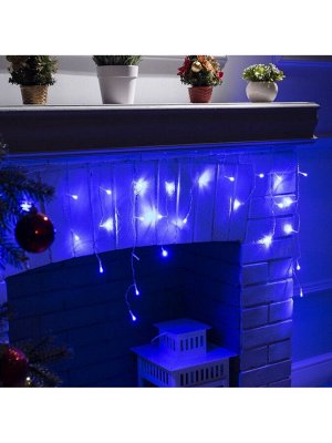 Гирлянда «Бахрома» 3x0.5 м, IP20, прозрачная нить, 80 LED, свечение синее, 8 режимов, 220 В