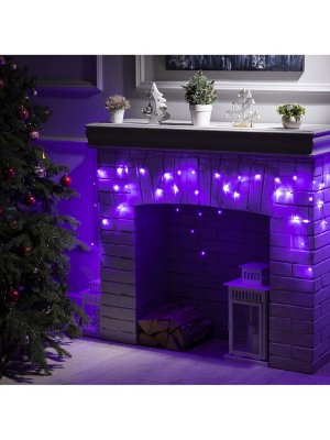 Гирлянда «Бахрома» 3x0.5 м, IP20, тёмная нить, 80 LED, свечение фиолетовое, 8 режимов, 220 В