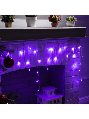 Гирлянда «Бахрома» 3x0.5 м, IP20, прозрачная нить, 80 LED, свечение фиолетовое, 8 режимов, 220 В
