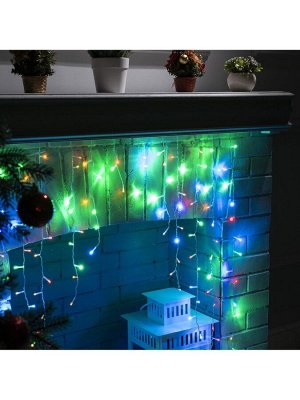 Гирлянда «Бахрома-арка» 1x1 м, IP20, прозрачная нить, 126 LED, свечение мульти, 8 режимов, 220 В