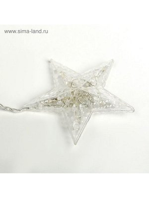 Гирлянда «Бахрома» 2.4x0.9 м с насадками «Звёзды», IP20, прозрачная нить, 138 LED, свечение тёплое белое, 8 режимов, 220 В