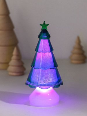 Фигурка светящаяся RISALUX «Ёлочка со звездой», LED-ночник, RGB, 3xAG10, зелёный, 5.5x5.5x11.5 см