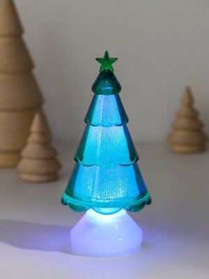 Фигурка светящаяся RISALUX «Ёлочка со звездой», LED-ночник, RGB, 3xAG10, зелёный, 5.5x5.5x11.5 см