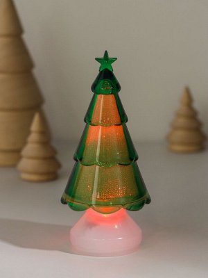 Фигурка светящаяся RISALUX «Ёлочка со звездой», LED-ночник, RGB, 3xAG10, зелёный, 5.5x5.5x11.5 см