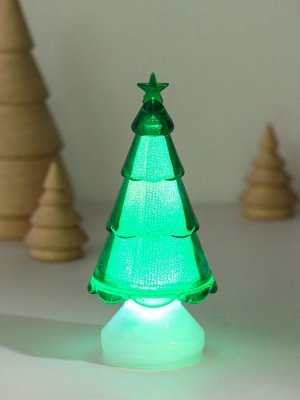 Фигурка светящаяся RISALUX «Ёлочка со звездой», LED-ночник, RGB, 3xAG10, зелёный, 5.5x5.5x11.5 см