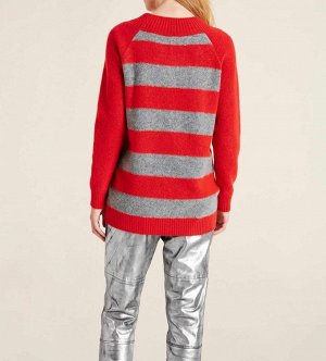 Пуловер, красно-серый