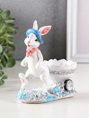 Фигурка-подставка для мелочей полистоун «Зайка с тележкой», 12.5x12x6 см
