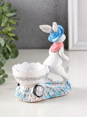 Фигурка-подставка для мелочей полистоун «Зайка с тележкой», 12.5x12x6 см