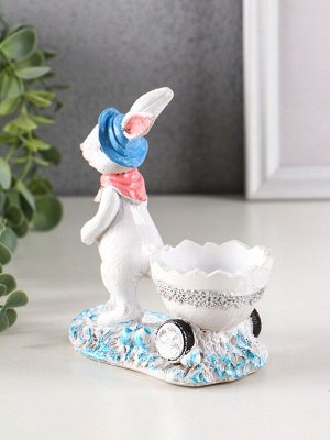 Фигурка-подставка для мелочей полистоун «Зайка с тележкой», 12.5x12x6 см