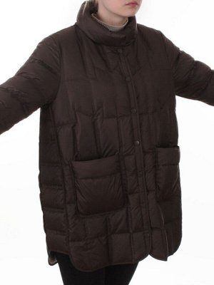 H24-328 BROWN Куртка пуховая облегченная женская (белый утиный пух)
