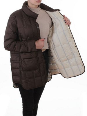 H24-328 BROWN Куртка пуховая облегченная женская (белый утиный пух)