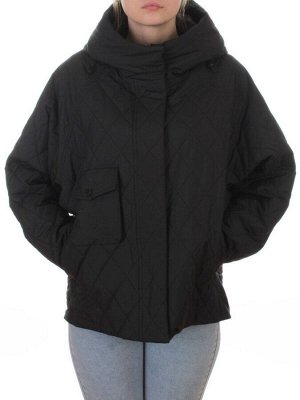 9606 BLACK Куртка стеганная демисезонная женская (100 гр. холлофайбер)