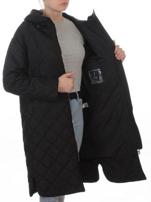 9610 BLACK Куртка стеганная демисезонная женская (100 гр. холлофайбер)