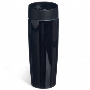 Термокружка Agness Black Panther 360 мл — вакуумная нерж. сталь 18/10, крышка с кнопкой-стоппером